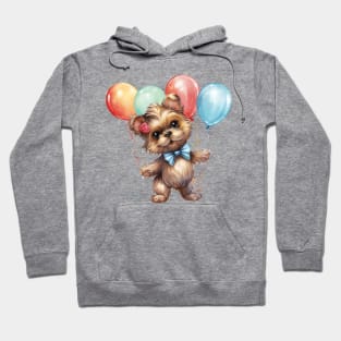 Yorkshire Terrier Dog Holding Balloons Hoodie